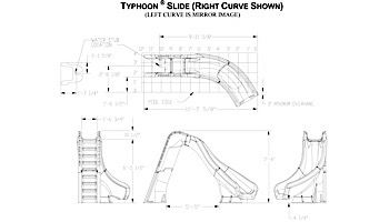 SR Smith Typhoon Pool Slide | Left Curve | Gray Granite | 670-209-58224