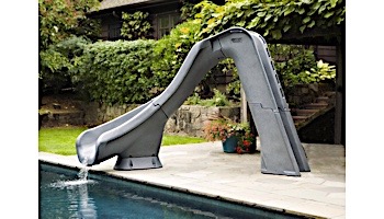 Global Pool Products Tidal Wave Pool Slide, Grey with Light Package, Right Turn GPPSTW-GREY-R-LED