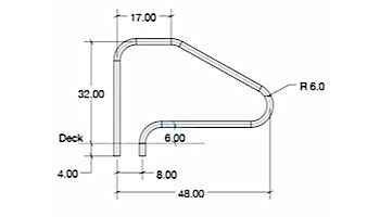 SR Smith 48" Center Grab 4 Bend Stainless Steel Rail | 304 Grade | .049 Wall Residential | DMS-101A