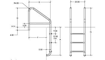 SR Smith Econoline Standard Crossbrace Plus Ladder | Commercial 23" 5-Step Plastic Tread 0.65" Wall Thickness 1.90" Diameter | 10082