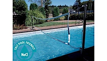 SR Smith Salt Pool Friendly Volleyball Game Complete | 16' Net and Black Sealed Steel Poles | No Anchors Included | S-VOLY1