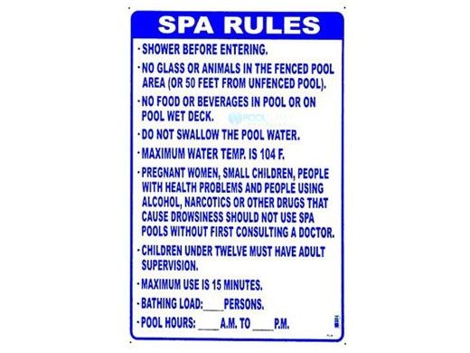 Florida Spa Rules Sign | 24" x 36" | FL-4