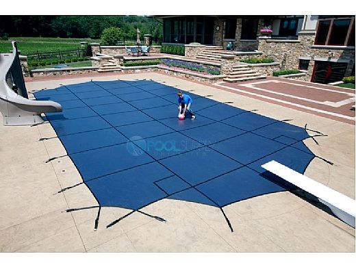 Arctic Armor 20-Year Super Mesh Left End Step Safety Cover | Rectangle 25' x 45' Blue | WS768BU