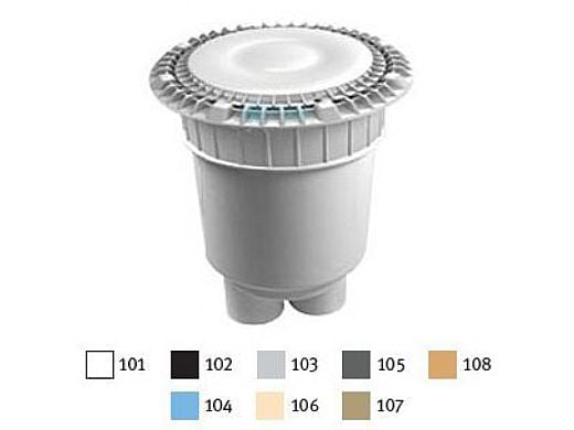 AquaStar 8" Round Suction Outlet Cover with Vented Riser Ring with 2 Port Double Deep Sump Bucket (VGB Series) Light Gray | 8AVWR103B