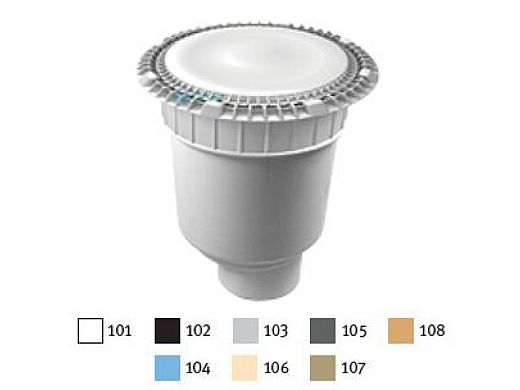 AquaStar 10" Round Suction Outlet Cover with Vented Riser Ring with Double Deep Sump Bucket with 4" Spigot (VGB Series) Blue | 10AVWR104C