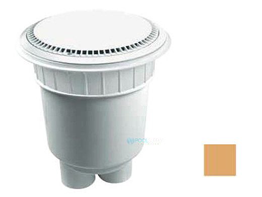 AquaStar 10" Round Suction Outlet Cover | with Solid Riser Ring with 2 Port Double Deep Sump Bucket (VGB Series) | Tan | 10AVR108B
