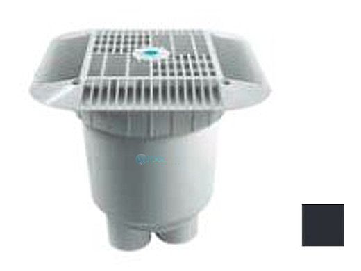 AquaStar 14" Square Grate with 2 Port Double Deep Sump Bucket (VGB Series) | Black | 914102B