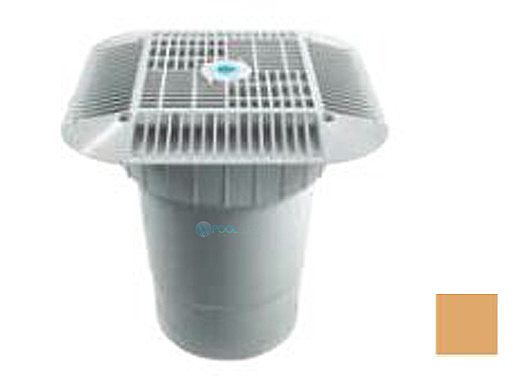 AquaStar 14" Square Grate with Double Deep Sump Bucket with 6" Socket (VGB Series) | Tan | 914108F