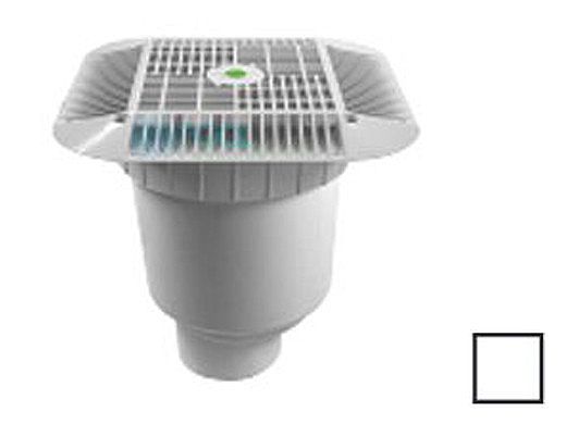 AquaStar 16" Square Grate with Double Deep Sump Bucket with 4" Spigot (VGB Series) White | 1216101C