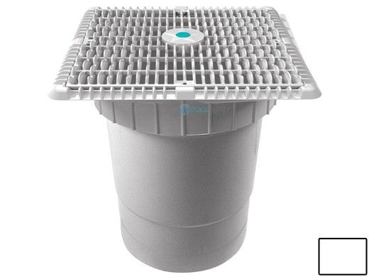 AquaStar 12"x12" Square Wave Grate  & Vented Riser Ring with Double Deep Sump Bucket with 6" Socket (VGB Series) | White | WAV12WR101F