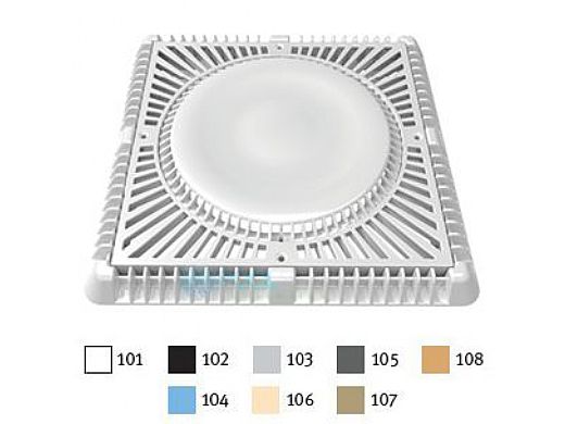 AquaStar 9" Square Sun Grate Anti-Entrapment Suction Outlet Cover with Vented Riser Ring and Mud Frame (VGB Series) Light Gray | SUN9WR103