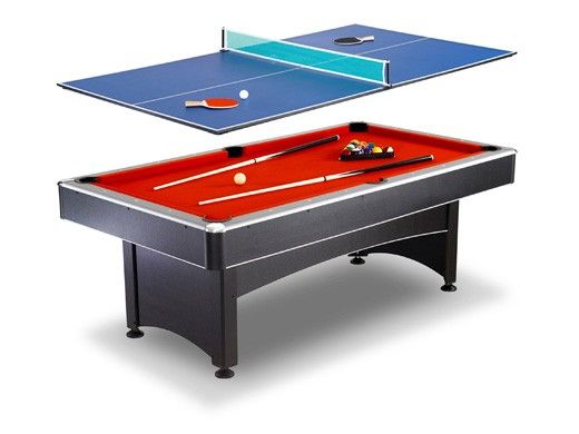 Hathaway Maverick 7-Ft. Pool Table with Table Tennis Top | Black with Red Felt | NG1023 BG1023