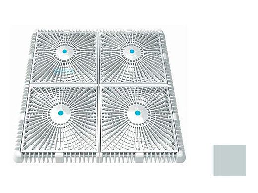 AquaStar 18" Square Mud Frame with Four 9" Square Star Anti-Entrapment Suction Outlet Covers with Vented Riser Rings | Light Gray | P18103