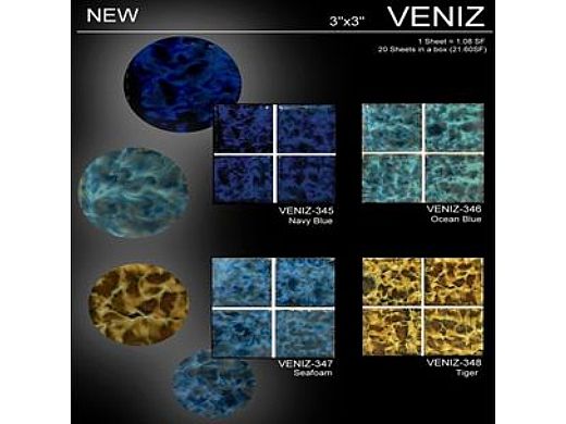 Fujiwa Tile Veniz 3x3 Series | Ocean Blue | VENIZ-346 | Pool