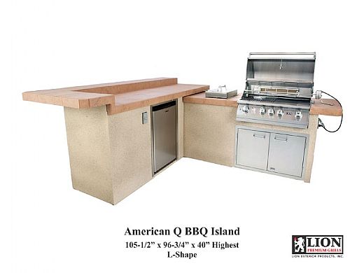 Lion Premium Grill Islands American Q with Rock or Brick Propane | 90119LP