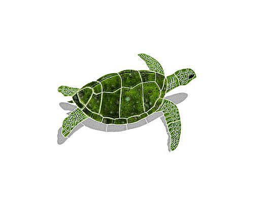 Ceramic Mosaic Sea Turtle Green | Junior 9" x 12" Right Facing w/ Shadow | STSGRERJ