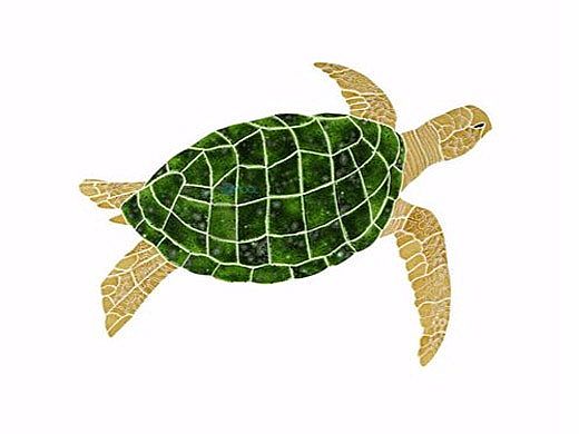 Ceramic Mosaic Sea Turtle Brown Right Facing Small | 18" x 24" | STUBRORS