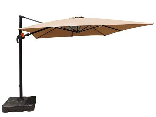 Santorini II Cantilever Umbrella | 10ft Square | Sunbrella Acrylic Stone | NU6055