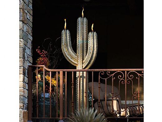 Desert Steel Saguaro Cactus with Garden Torch | 5-Foot | 150-052VT