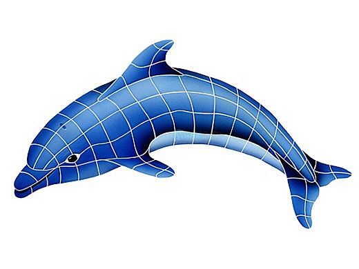 Artistry In Mosaics Dolphin Left Mosaic | Medium - 24" x 40" | DOLBLULM