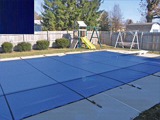PoolTux 15-Year Royal Mesh Safety Cover | Rectangle 15' x 30' Blue | 4' x 8' Left End Step | CSPTBME15302