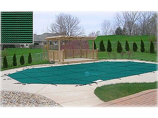 PoolTux 15-Year Royal Mesh Safety Cover | Rectangle 25' x 45' Green | 4' x 8' Right End Step | CSPTGE25453