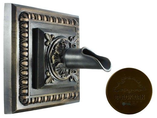 Black Oak Foundry Square Apollo Backplate with Oak Leaf Scupper | Antique Brass / Bronze Finish | S53-AB