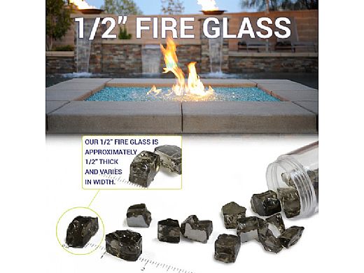 American Fireglass Half Inch Premium Collection | Gray Reflective Fire Glass | 10 Pound Jar | AFF-GRYRF12-J