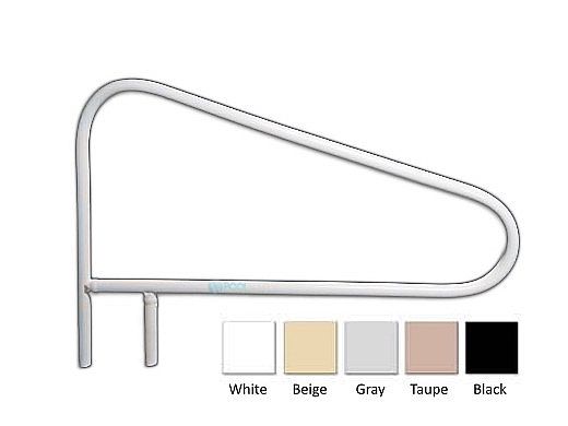 Saftron Cross Braced Return to Deck Mounted 3-Bend Above Water Handrail | .25" Thickness 1.90" OD | 52"W x 32"H | White | CBRTD-352-W