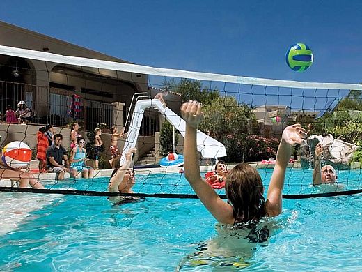 Interfab Volleyball Set | In-Deck Mount | Hammertone Gray Powder Coat Support Legs | Bronze Anchors | WS-VBALLPCGB-6C