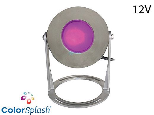 J&J Electronics ColorSplash LED Underwater Fountain Luminaire | Base Only No Guard | 12V 50' Cord | LFF-S1C-12-NG-WB-50