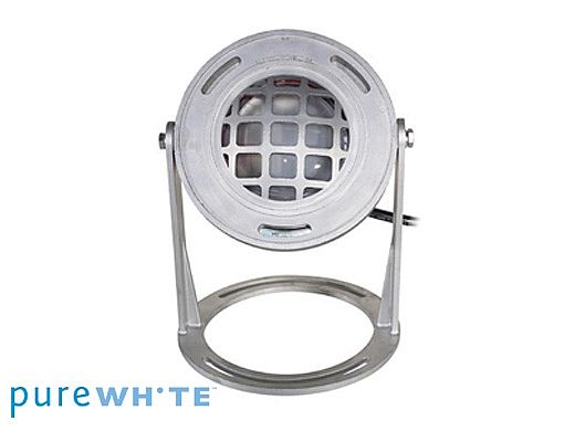 J&J Electronics PureWhite LED Underwater Fountain Luminaire | Base And Guard | 120V 50' Cord | LFF-S1L-120-WG-WB-50