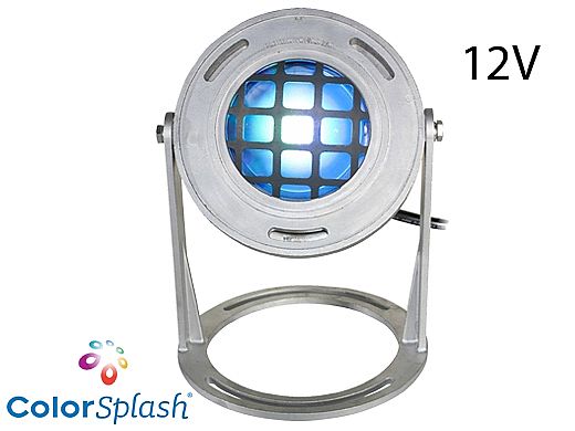 J&J Electronics ColorSplash LED Underwater Fountain Luminaire | Base And Guard | 12V 50' Cord | LFF-S1C-12-WG-WB-50