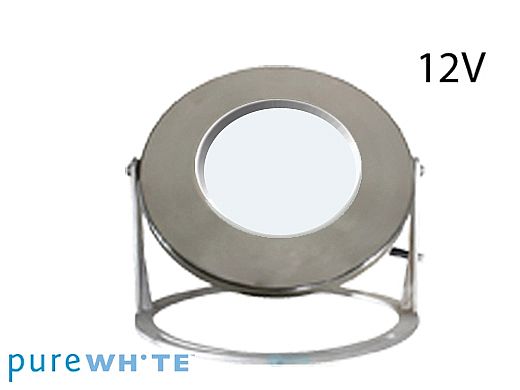 J&J Electronics PureWhite LED Underwater Fountain Luminaire | Base Only No Guard | 12V 30' Cord | LFF-F3W-12-NG-WB-30