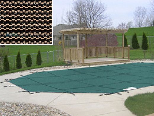 PoolTux 20-Year King99 Mesh Safety Cover | Left Step Rectangle 20' x 44' Tan | CSPTTMP20442