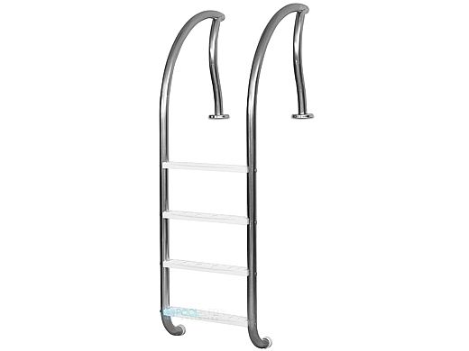Inter-Fab Designer Series 4 Step Ladder With White High Impact Plastic Treads | 1.90" x .065" Thickness 304 Stainless Steel | DR-L4065P-W