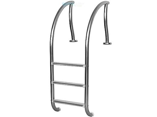 Inter-Fab Designer Series Deck Top Mounted 3 Step Ladder Flanged With Sure-Step Treads | 1.90" x .065" Thickness Thermo Plastic Coated Tan | DR-L3065S-FL-TPC-T