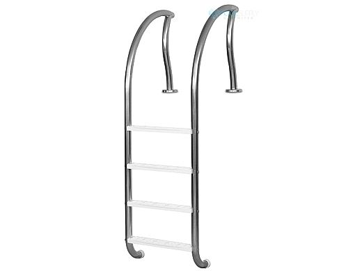 Inter-Fab Designer Series Deck Top Mounted 4 Step Ladder Flanged With White High Impact Plastic Treads | 1.90" x .065" Thickness Thermo Plastic Coated Tan | DR-L4065P-W-FL-TPC-T