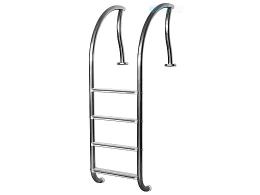 Inter-Fab Designer Series Deck Top Mounted 4 Step Ladder Flanged With Sure-Step Treads | 1.90" x .065" Thickness Powder Coated Light Gray | DR-L4065S-FL-9
