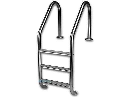 Inter-Fab Deck Top Mounted 3 Step Ladder Flanged With White High Impact Plastic Treads | 1.90" x .049" Thickness Powder Coated Earth | L3049P-W-FL-3