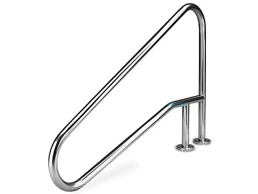 Inter-Fab Deck Top Mounted D4D 4 Bend Braced Flanged Stair Rail | 1.90" x .049" Thickness Thermo Plastic Coated Gray | D4BD049-FL-TPC-G