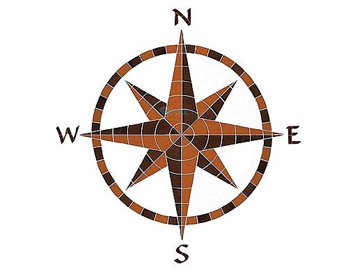 Artistry In Mosaics Eight Point Compass Brown Mosaic | 42" x 41" | CEIBROL