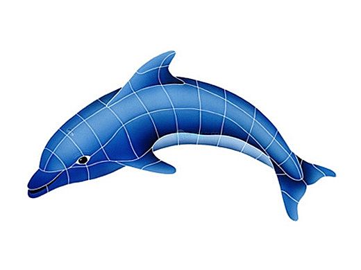 Artistry In Mosaics Dolphin Left Mosaic | Small - 18" x 30" | DOLBLULS