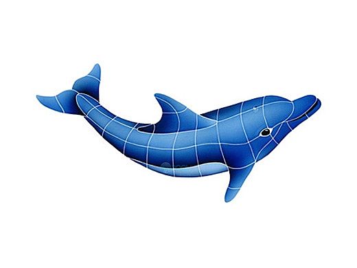 Artistry In Mosaics Dolphin Right Mosaic | Small - 15" x 30" | Blue | DOLBLURS