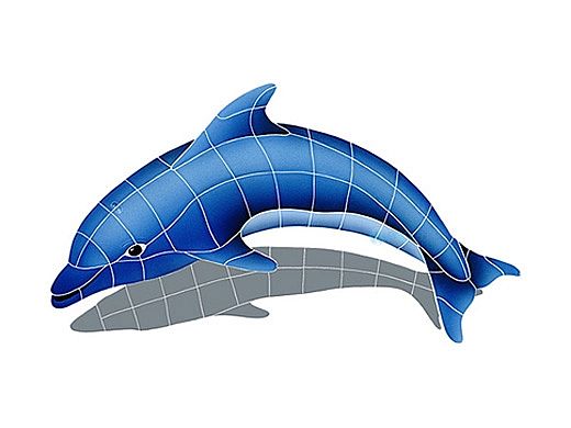 Artistry In Mosaics Dolphin Left with Shadow Mosaic | Small - 19" x 30" | DSHBLULS