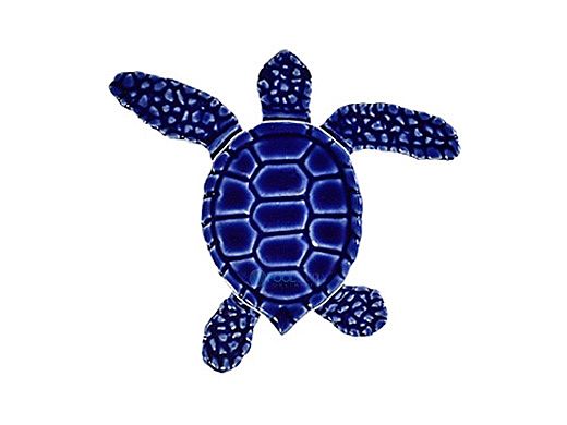 Artistry In Mosaics Loggerhead Turtle Mini Blue Mosaic | C -  4" | TLMBLUCB