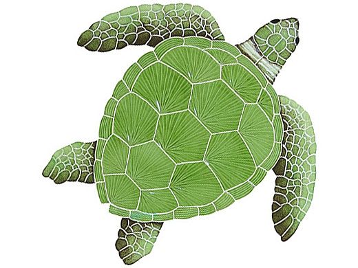 Artistry In Mosaics Loggerhead Turtle Green Mosaic | Large - 20" x 20" | TLOGREL