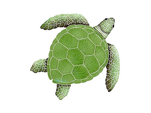 Artistry In Mosaics Loggerhead Turtle Green Mosaic | Medium - 15" x 15" | TLOGREM