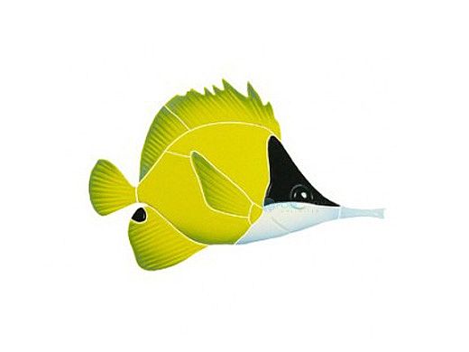 Artistry In Mosaics Long Nosed Butterfly Fish Mosaic | 6" x 8" | LNBFYS