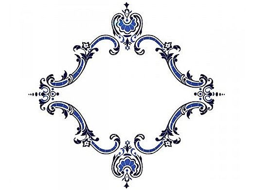 Artistry In Mosaics Monogram Medallion Mosaic | Blue - 56" x 60" | MMOBLUL